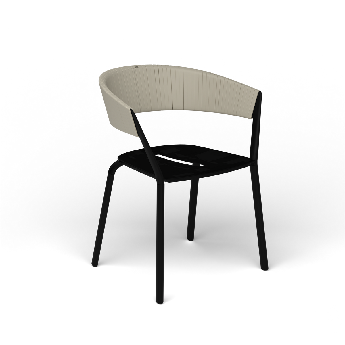 Ria Eetfauteuil met Deels Gevlochten Touw - Black / Touw Moon