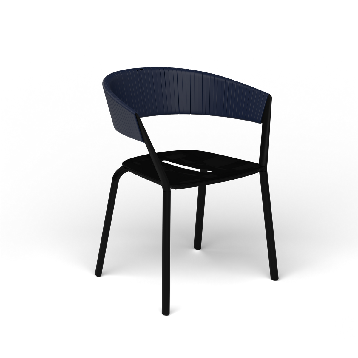 Ria Eetfauteuil met Deels Gevlochten Touw - Black / Touw Ocean