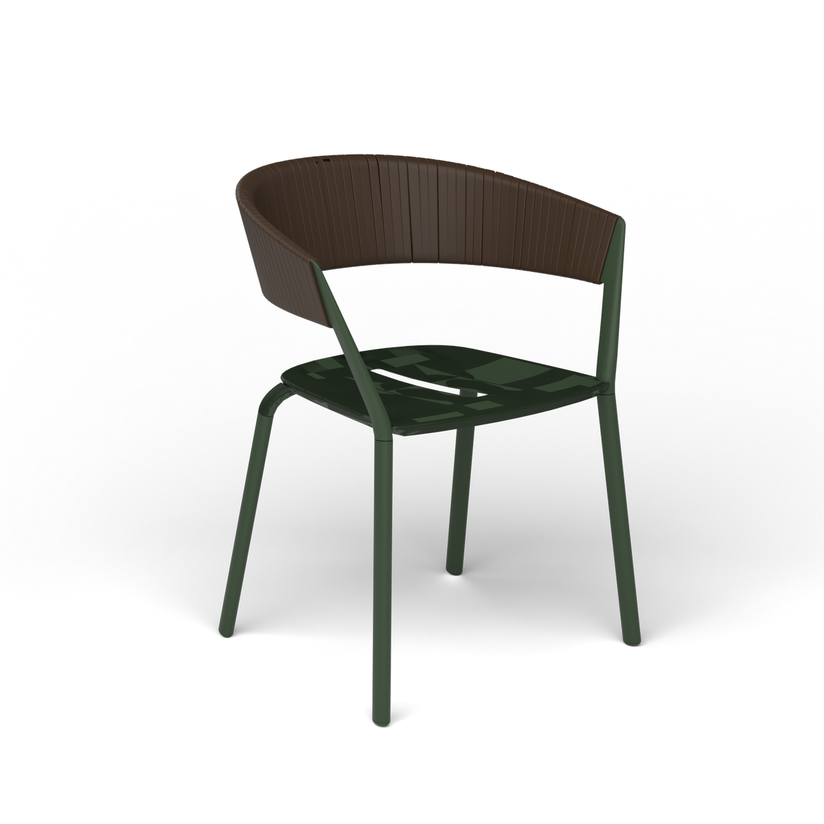 Ria Eetfauteuil met Deels Gevlochten Touw - Bottle Green / Touw Brownie