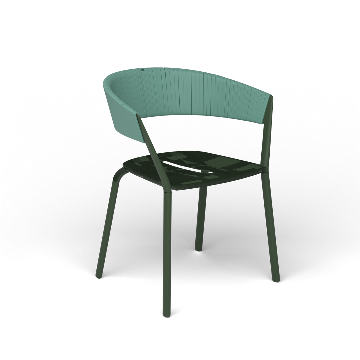 Ria Eetfauteuil met Deels Gevlochten Touw - Bottle Green / Touw Mint