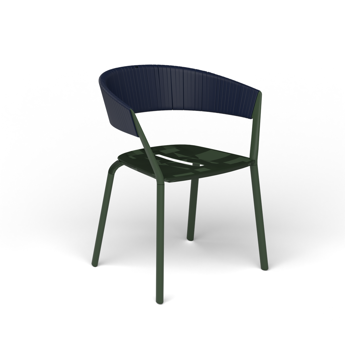 Ria Eetfauteuil met Deels Gevlochten Touw - Bottle Green / Touw Ocean