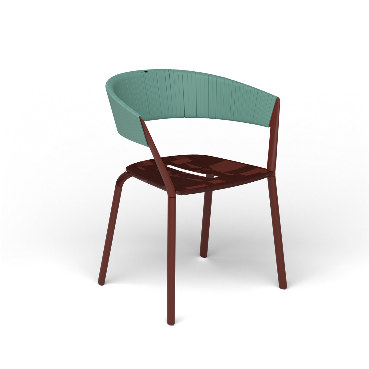 Ria Eetfauteuil met Deels Gevlochten Touw - Chestnut Brown / Touw Mint