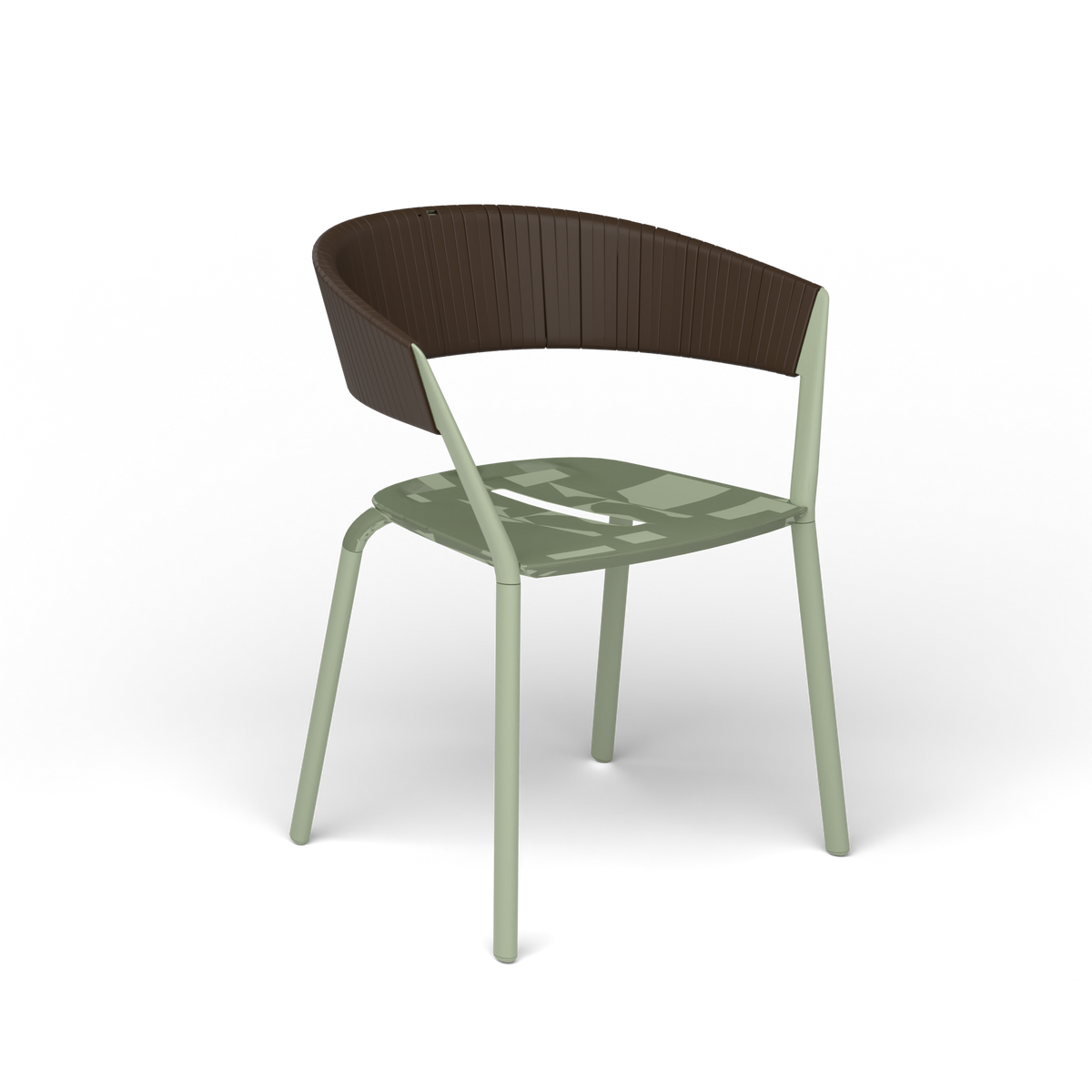 Ria Eetfauteuil met Deels Gevlochten Touw - Green Tea / Touw Brownie