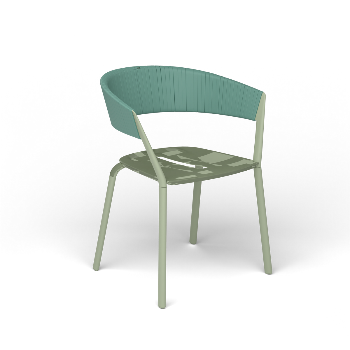 Ria Eetfauteuil met Deels Gevlochten Touw - Green Tea / Touw Mint