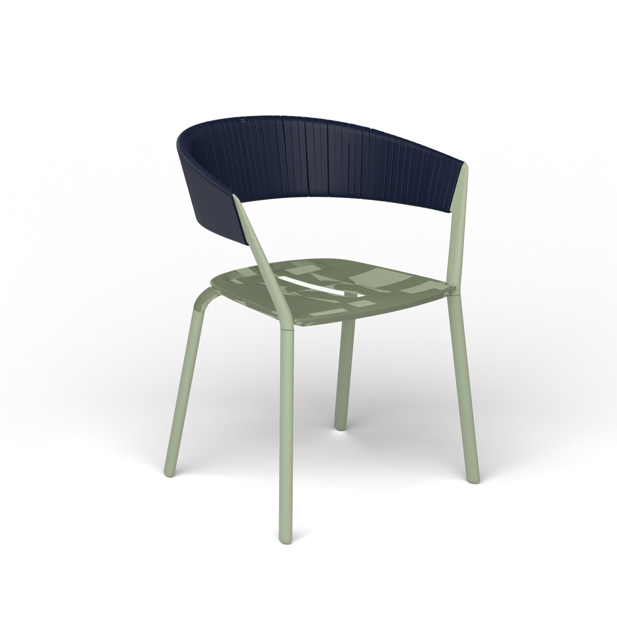 Ria Eetfauteuil met Deels Gevlochten Touw - Green Tea / Touw Ocean