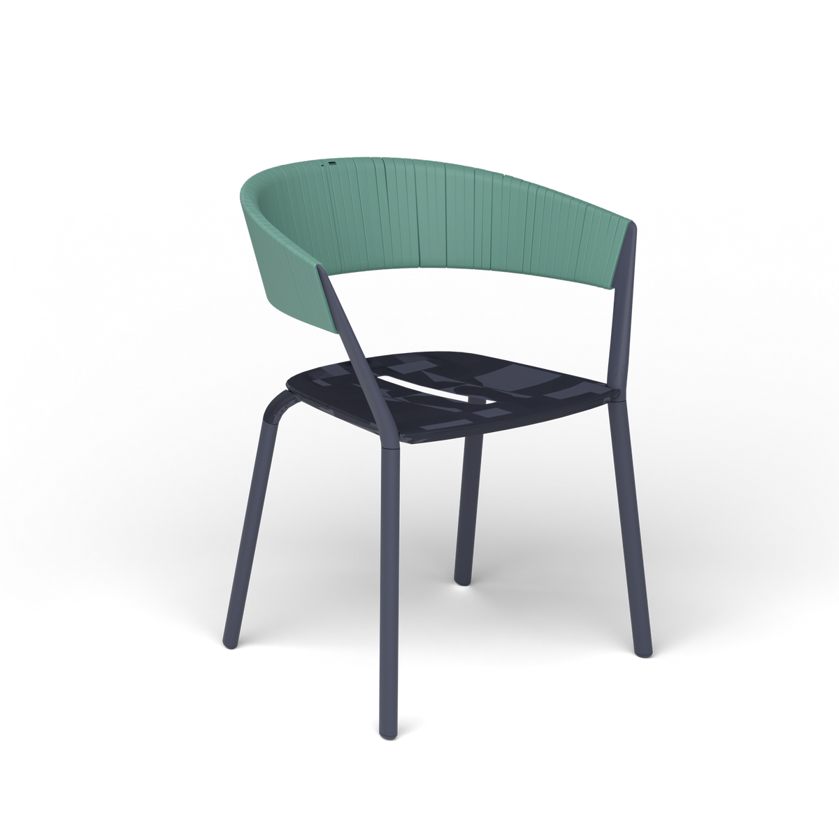 Ria Eetfauteuil met Deels Gevlochten Touw - Grey Blue / Touw Mint