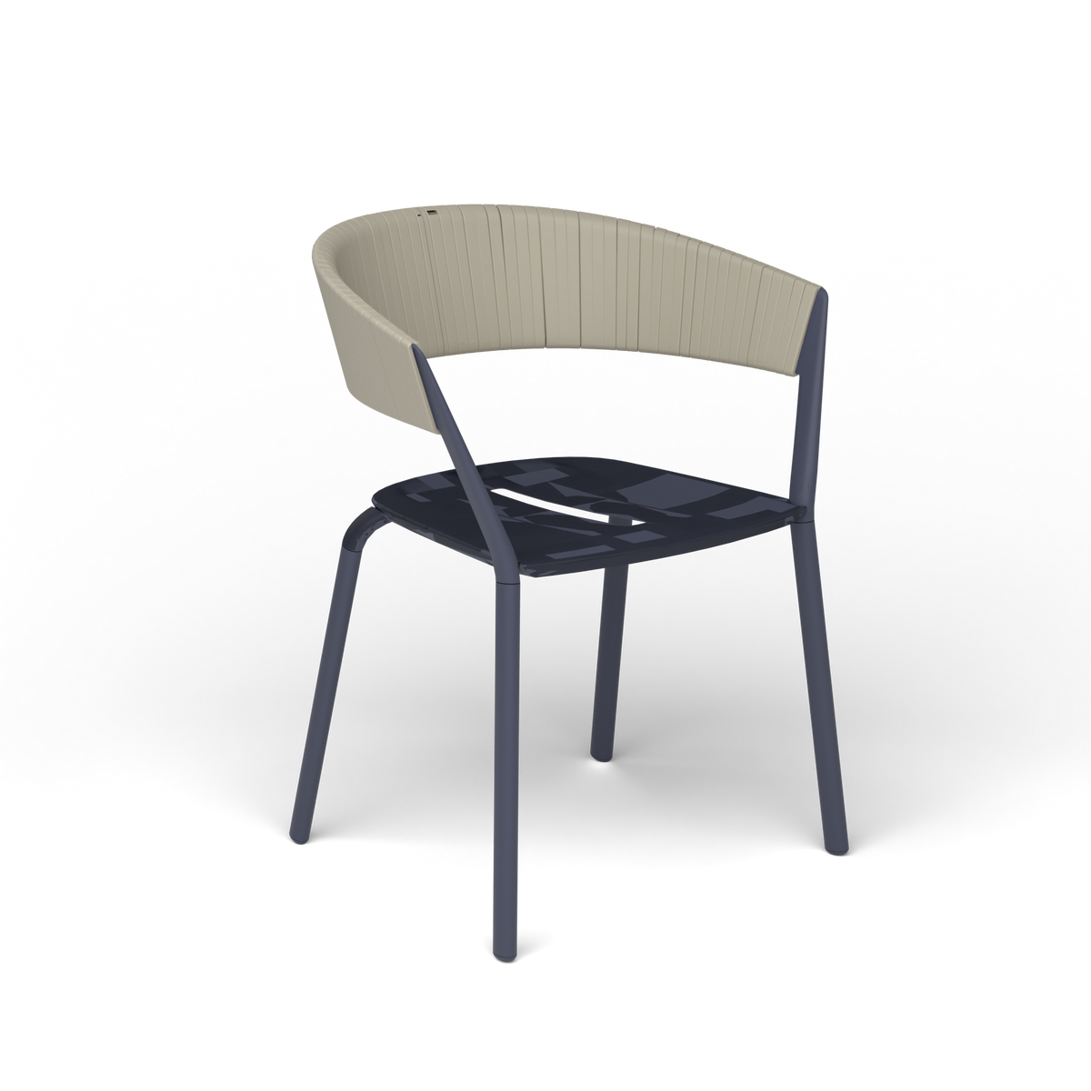 Ria Eetfauteuil met Deels Gevlochten Touw - Grey Blue / Touw Moon