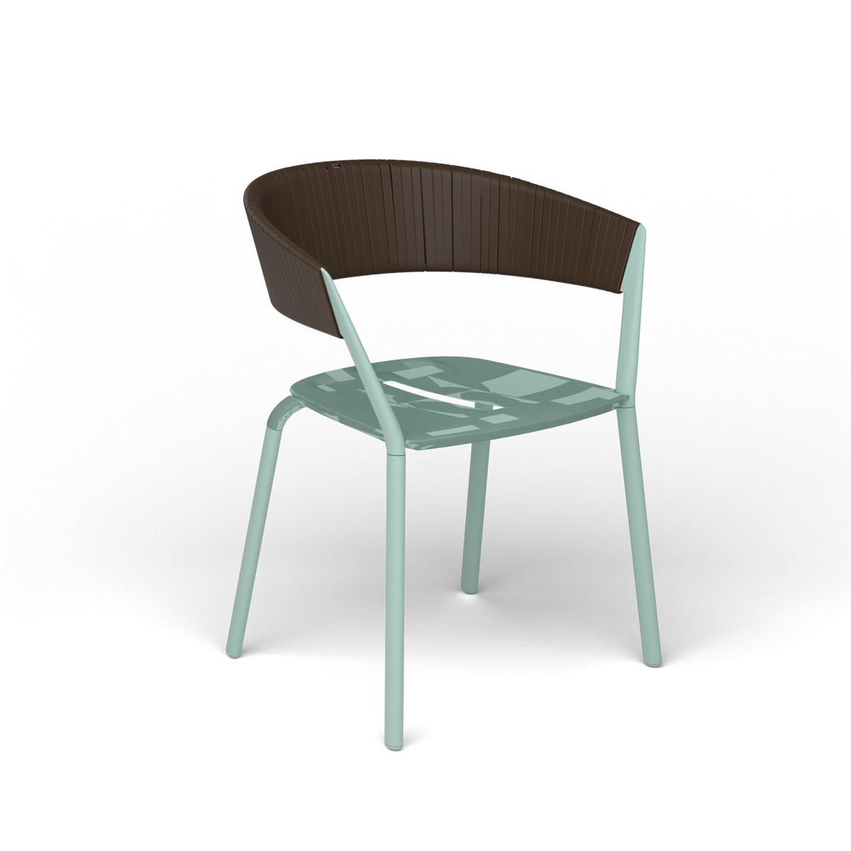 Ria Eetfauteuil met Deels Gevlochten Touw - Light Blue / Touw Brownie
