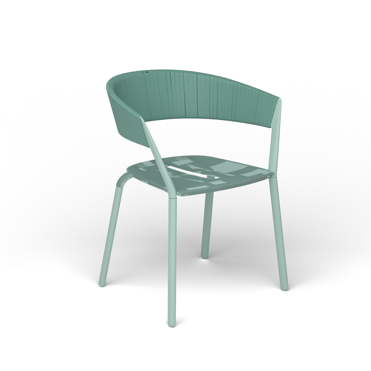 Ria Eetfauteuil met Deels Gevlochten Touw - Light Blue / Touw Mint