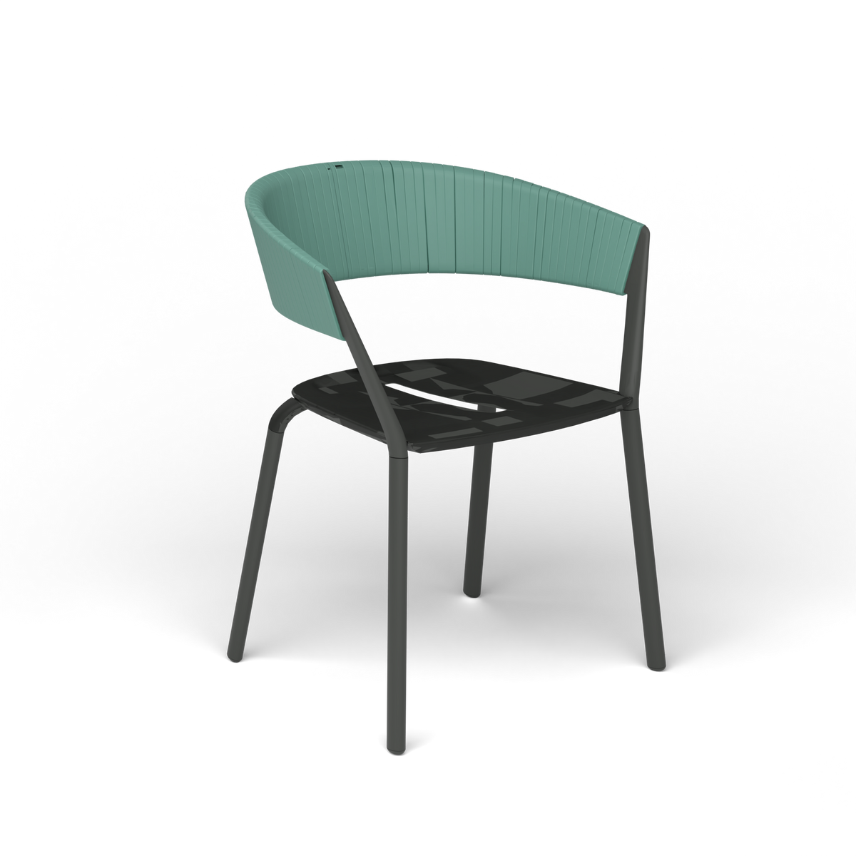 Ria Eetfauteuil met Deels Gevlochten Touw - Metallic Grey / Touw Mint