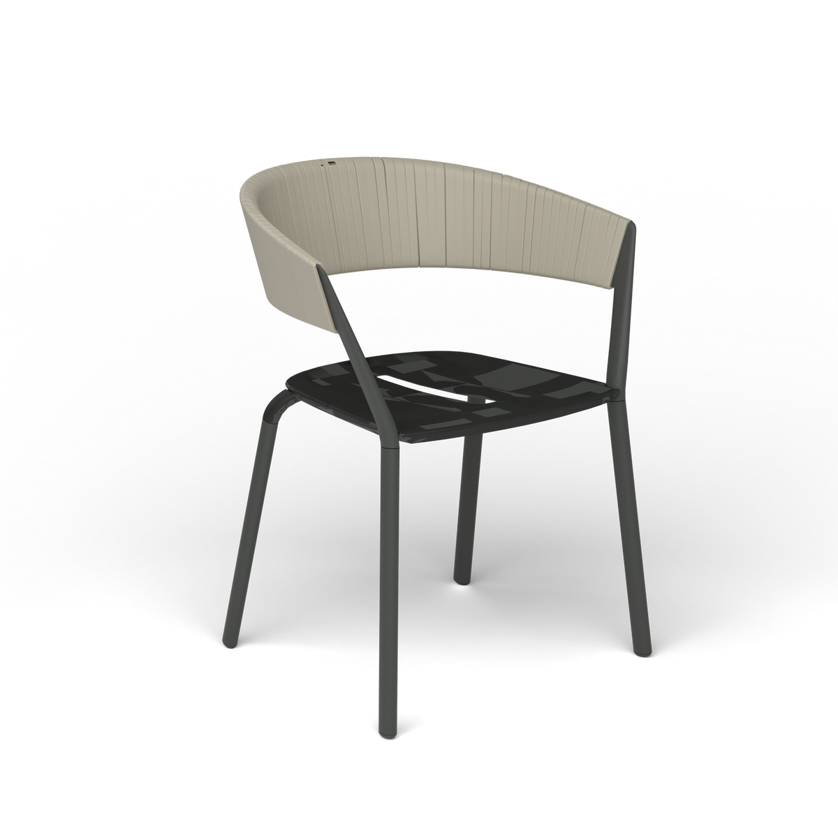Ria Eetfauteuil met Deels Gevlochten Touw - Metallic Grey / Touw Moon
