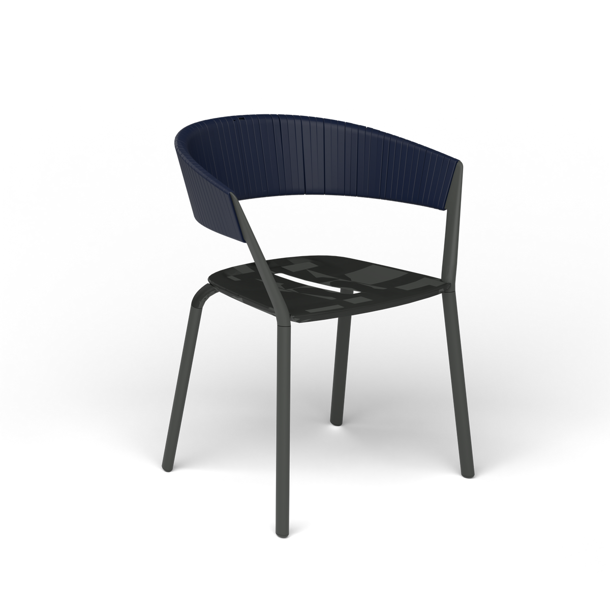 Ria Eetfauteuil met Deels Gevlochten Touw - Metallic Grey / Touw Ocean