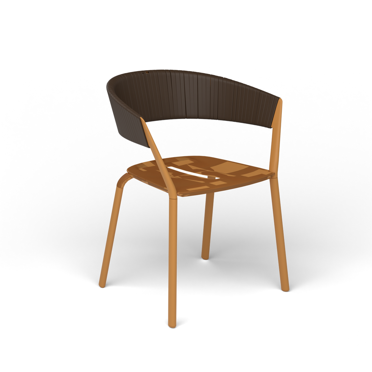 Ria Eetfauteuil met Deels Gevlochten Touw - Mustard Yellow / Touw Brownie