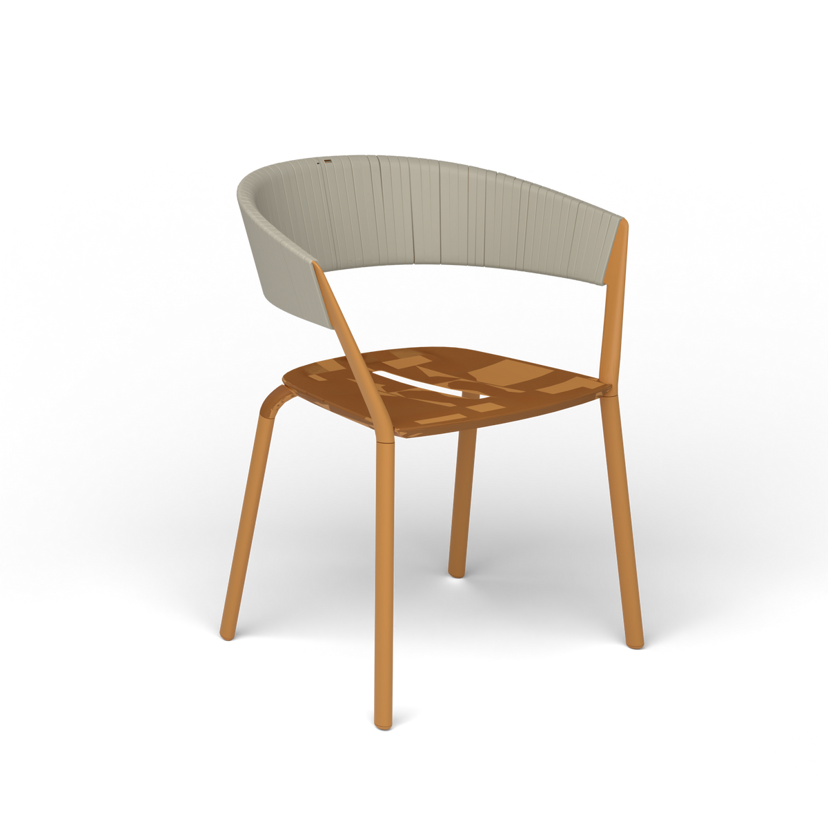 Ria Eetfauteuil met Deels Gevlochten Touw - Mustard Yellow / Touw Moon