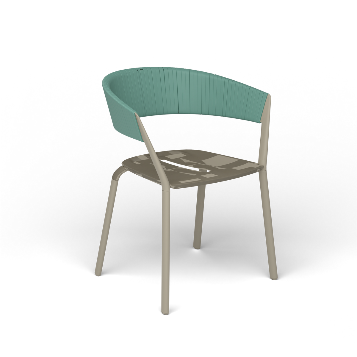 Ria Eetfauteuil met Deels Gevlochten Touw - Pearly Gold / Touw Mint