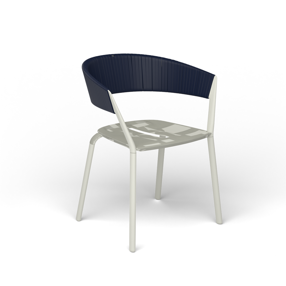 Ria Eetfauteuil met Deels Gevlochten Touw - Powder Grey / Touw Ocean