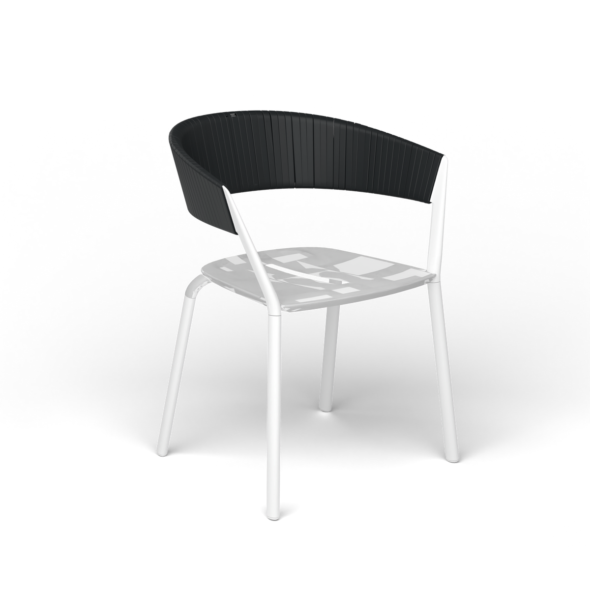 Ria Eetfauteuil met Deels Gevlochten Touw - White / Touw Black Sand