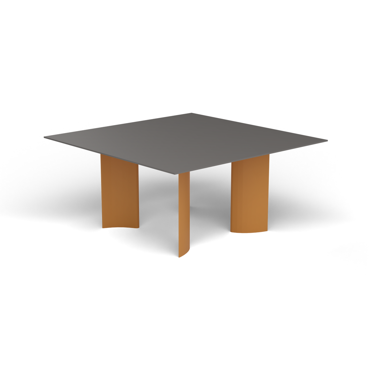 Naca Vierkante Eettafel, 150 × 150 × 72 cm, Mustard Yellow, Aluminium speckled Anthracite