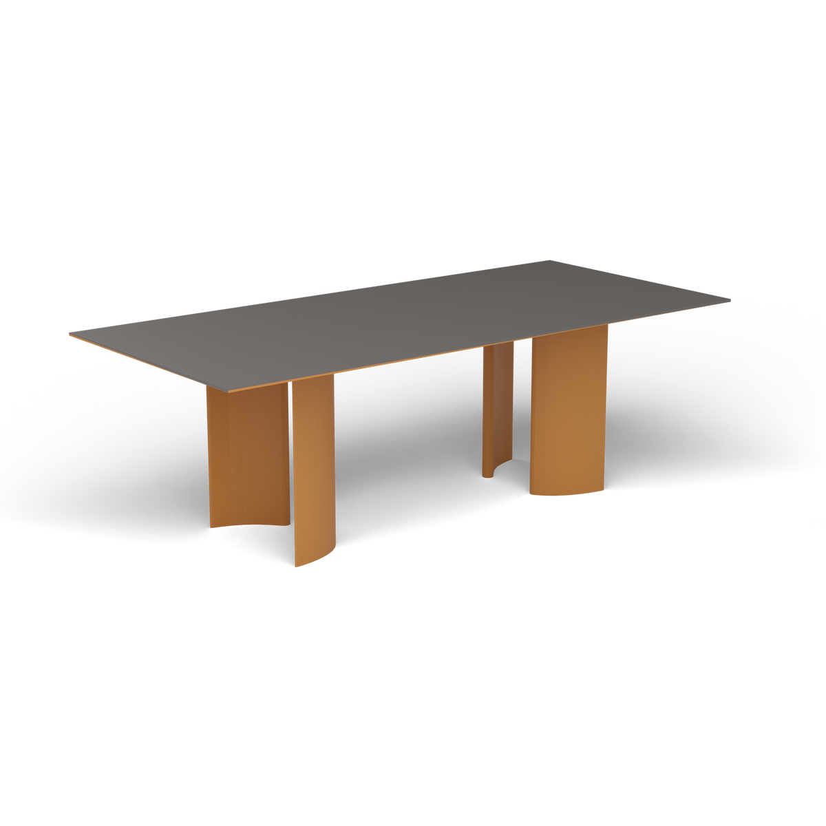 Naca Rechthoekige Eettafel, 220 × 100 × 72 cm, Mustard Yellow, Aluminium speckled Anthracite
