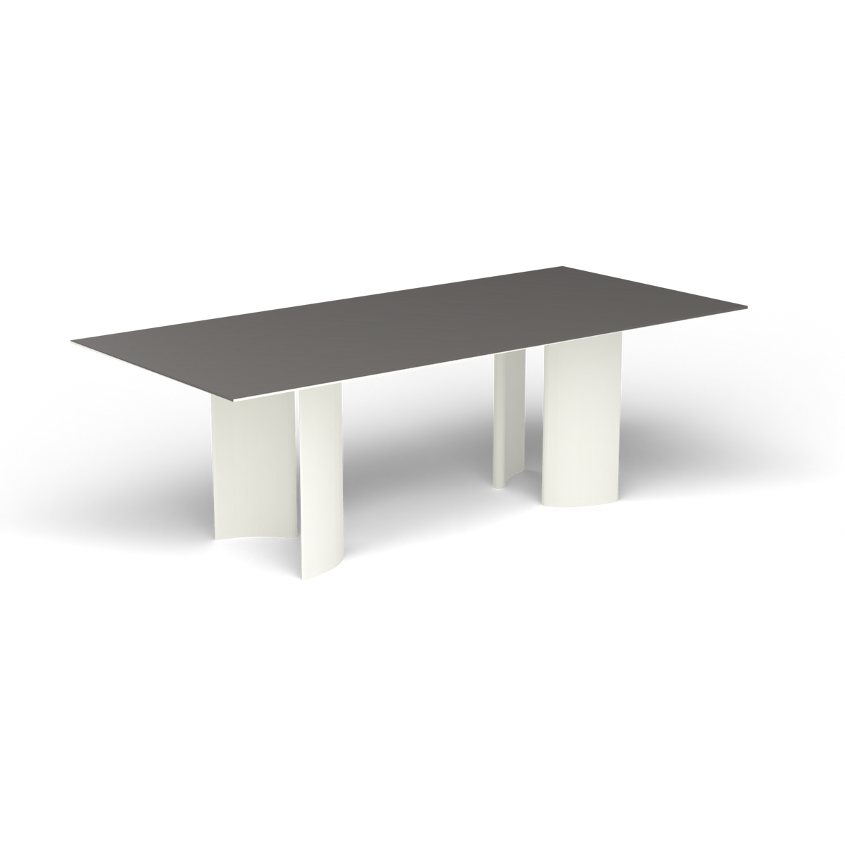 Naca Rechthoekige Eettafel, 220 × 100 × 72 cm, White, Aluminium speckled Anthracite