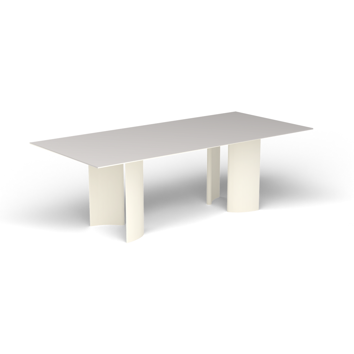 Naca Rechthoekige Eettafel, 220 × 100 × 72 cm, Antique White, Aluminium speckled Grey