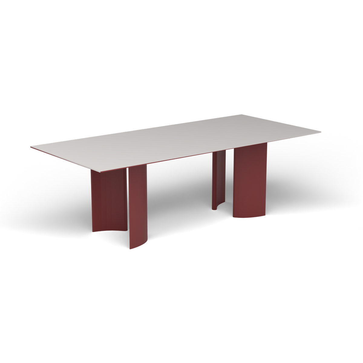 Naca Rechthoekige Eettafel, 220 × 100 × 72 cm, Autumn Red, Aluminium speckled Grey