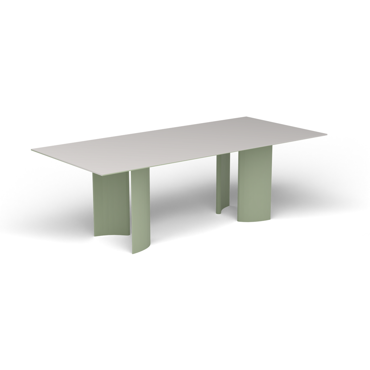 Naca Rechthoekige Eettafel, 220 × 100 × 72 cm, Green Tea, Aluminium speckled Grey