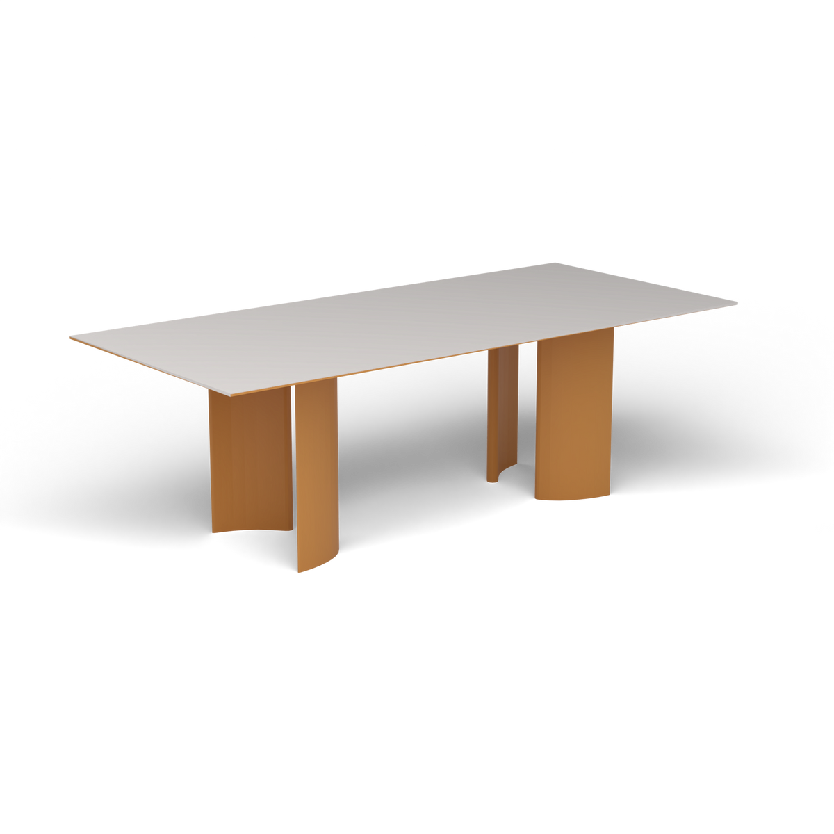 Naca Rechthoekige Eettafel, 220 × 100 × 72 cm, Mustard Yellow, Aluminium speckled Grey