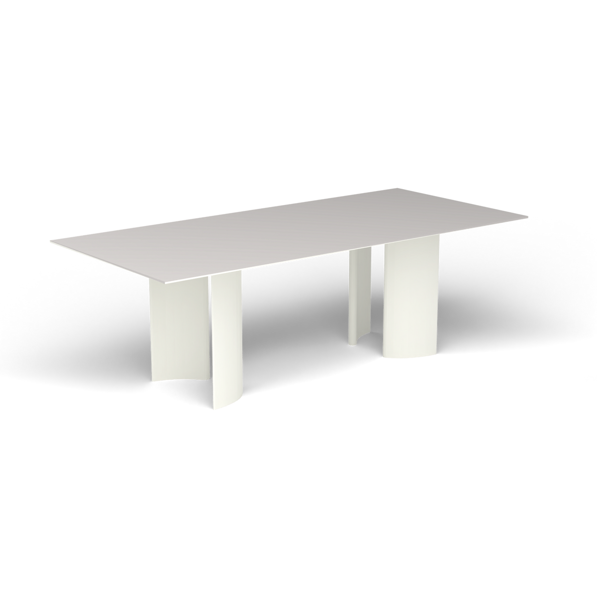 Naca Rechthoekige Eettafel, 220 × 100 × 72 cm, White, Aluminium speckled Grey
