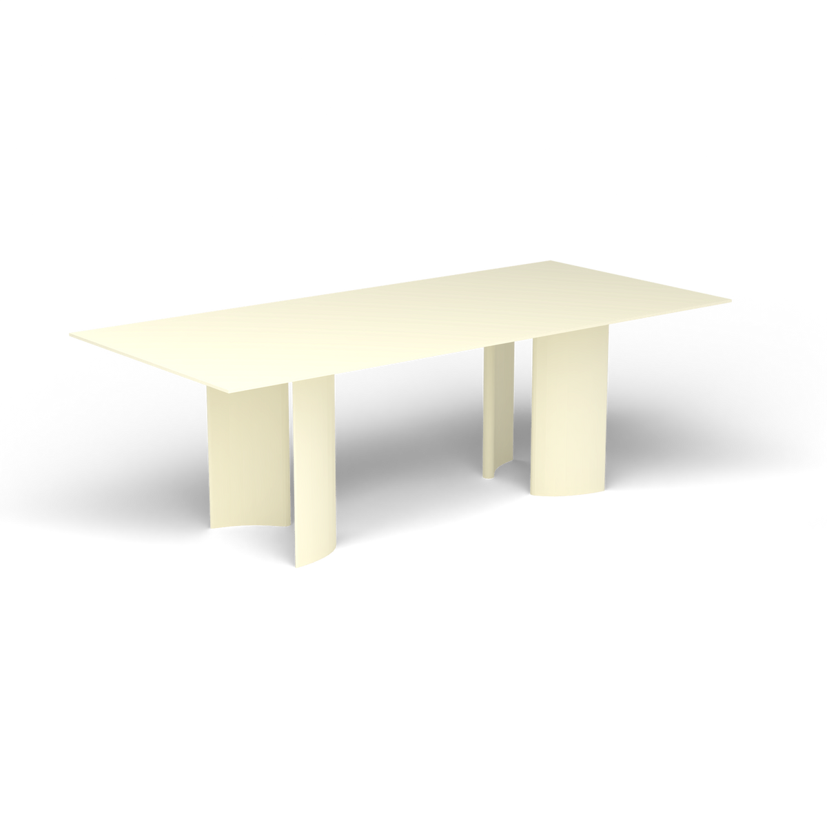 Naca Rechthoekige Eettafel, 220 × 100 × 72 cm, Butter White, Gelakt aluminium (volgt onderstelkleur)