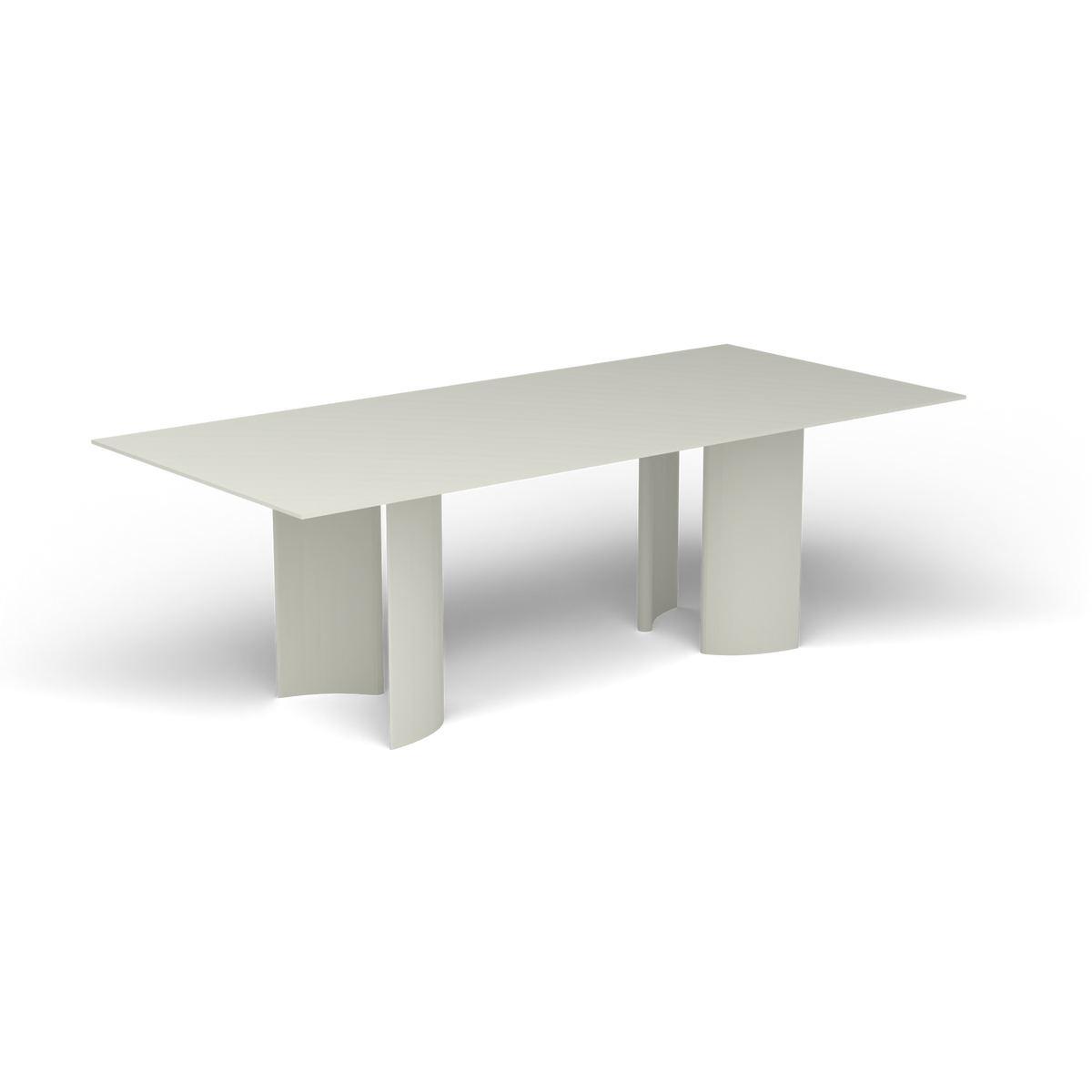 Naca Rechthoekige Eettafel, 220 × 100 × 72 cm, Powder Grey, Gelakt aluminium (volgt onderstelkleur)