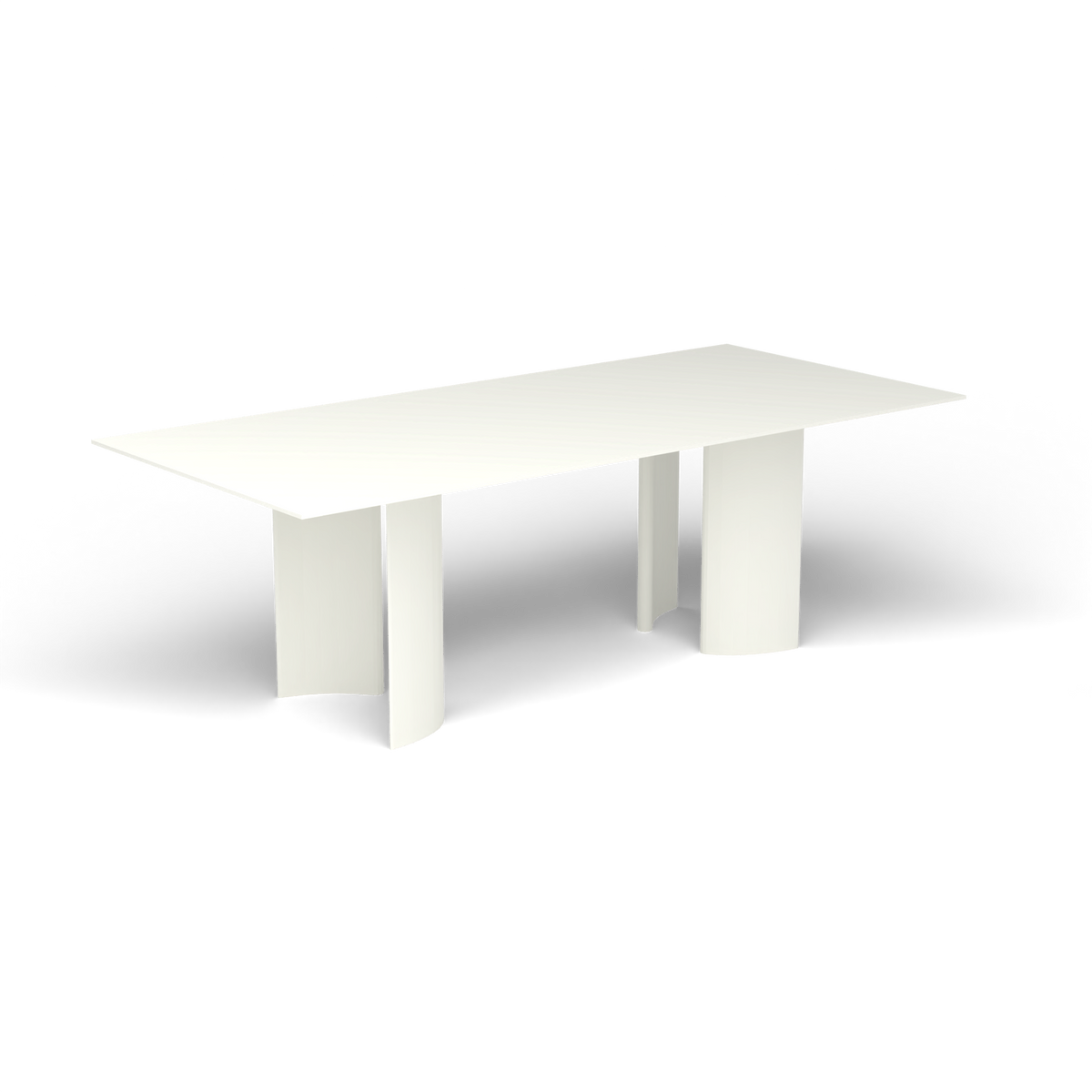 Naca Rechthoekige Eettafel, 220 × 100 × 72 cm, White, Gelakt aluminium (volgt onderstelkleur)
