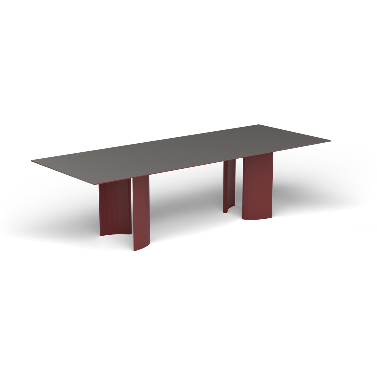 Naca Rechthoekige Eettafel, 260 × 100 × 72 cm, Autumn Red, Aluminium speckled Anthracite