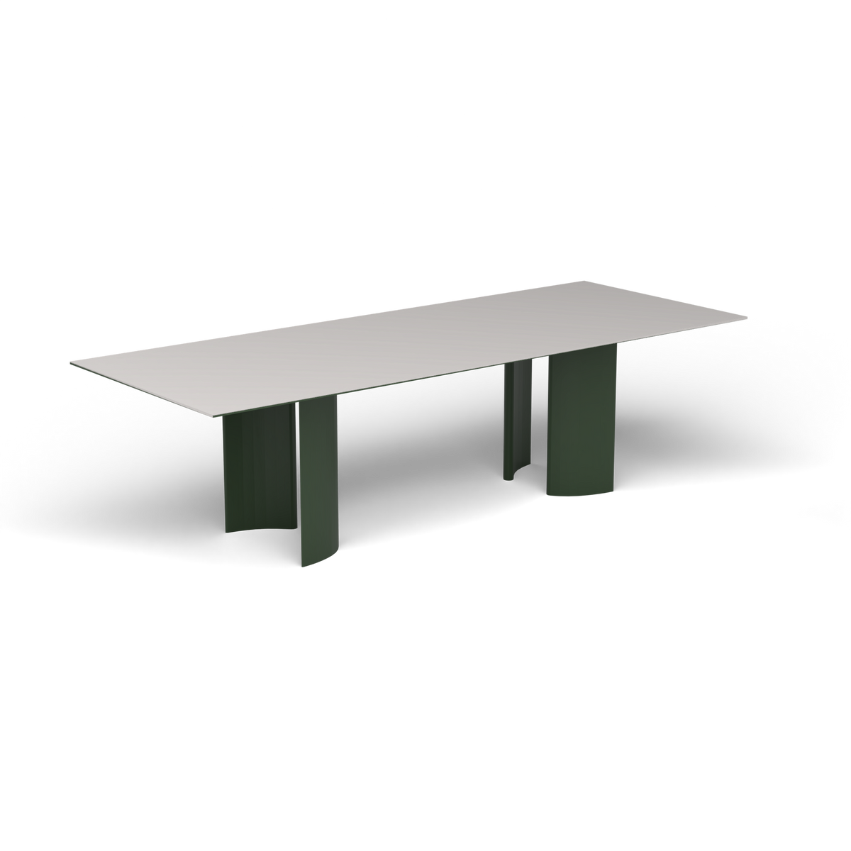 Naca Rechthoekige Eettafel, 260 × 100 × 72 cm, Bottle Green, Aluminium speckled Grey
