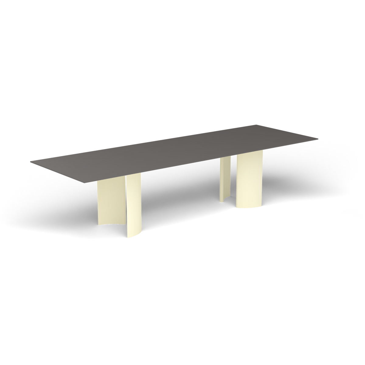 Naca Rechthoekige Eettafel, 300 × 100 × 72 cm, Butter White, Aluminium speckled Anthracite
