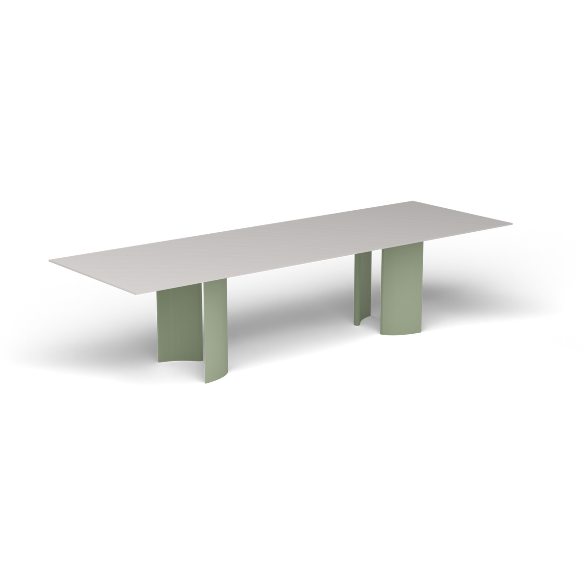 Naca Rechthoekige Eettafel, 300 × 100 × 72 cm, Green Tea, Aluminium speckled Grey