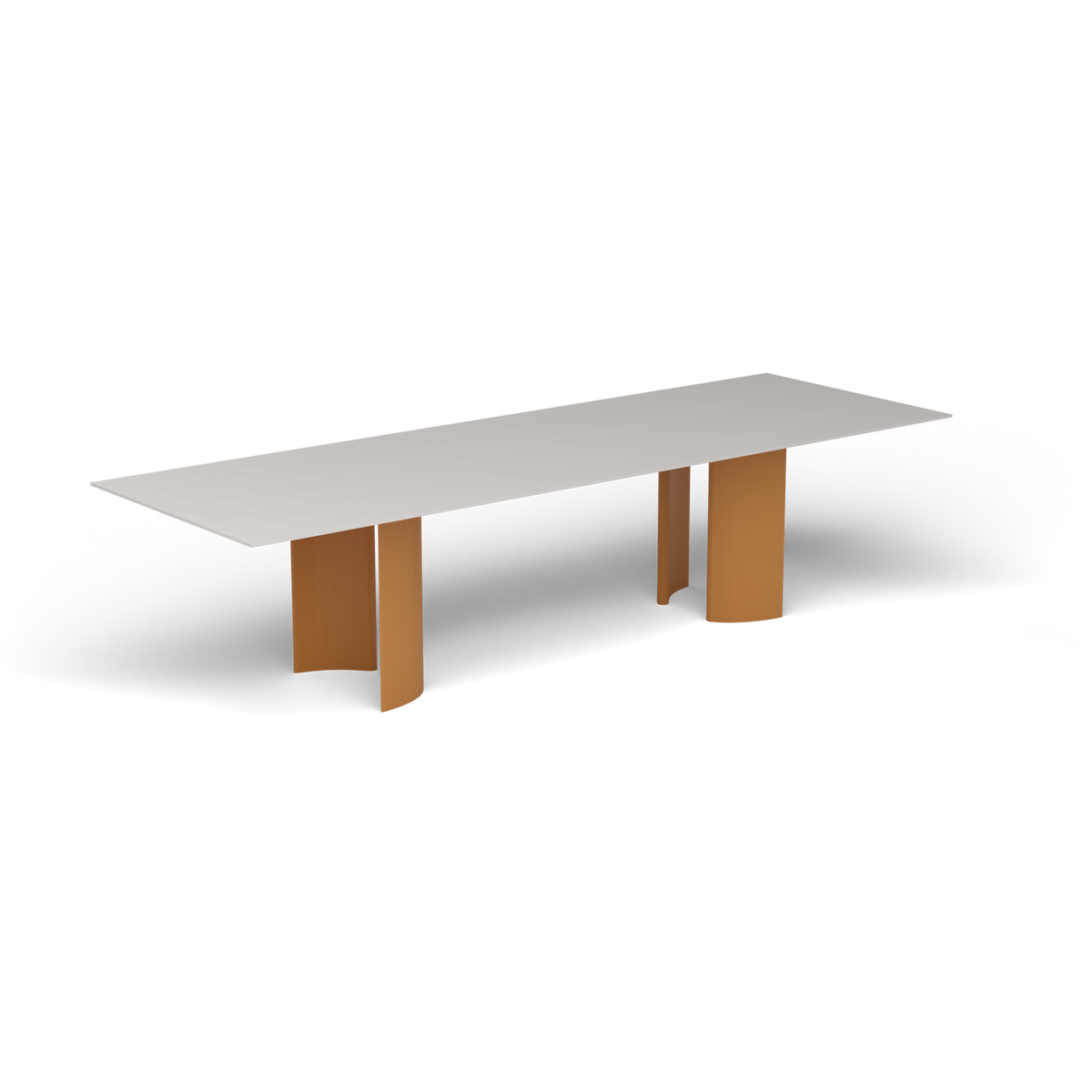 Naca Rechthoekige Eettafel, 300 × 100 × 72 cm, Mustard Yellow, Aluminium speckled Grey