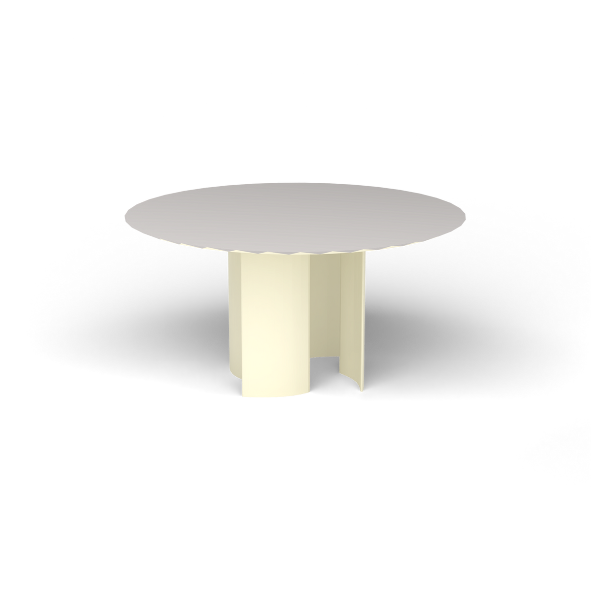 Naca Ronde Eettafel, Ø 138 × 72 cm, Butter White, Aluminium speckled Grey