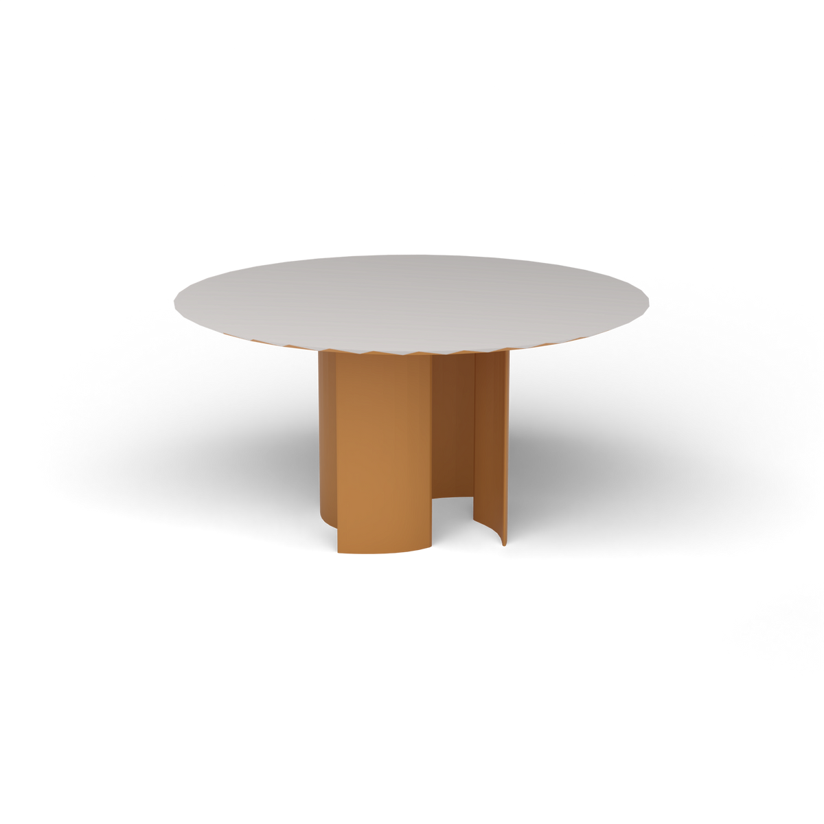 Naca Ronde Eettafel, Ø 138 × 72 cm, Mustard Yellow, Aluminium speckled Grey
