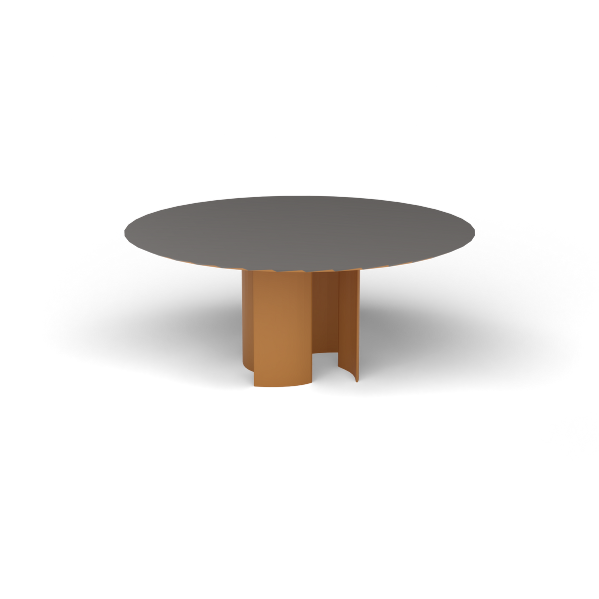 Naca Ronde Eettafel, Ø 165 × 72 cm, Mustard Yellow, Aluminium speckled Anthracite