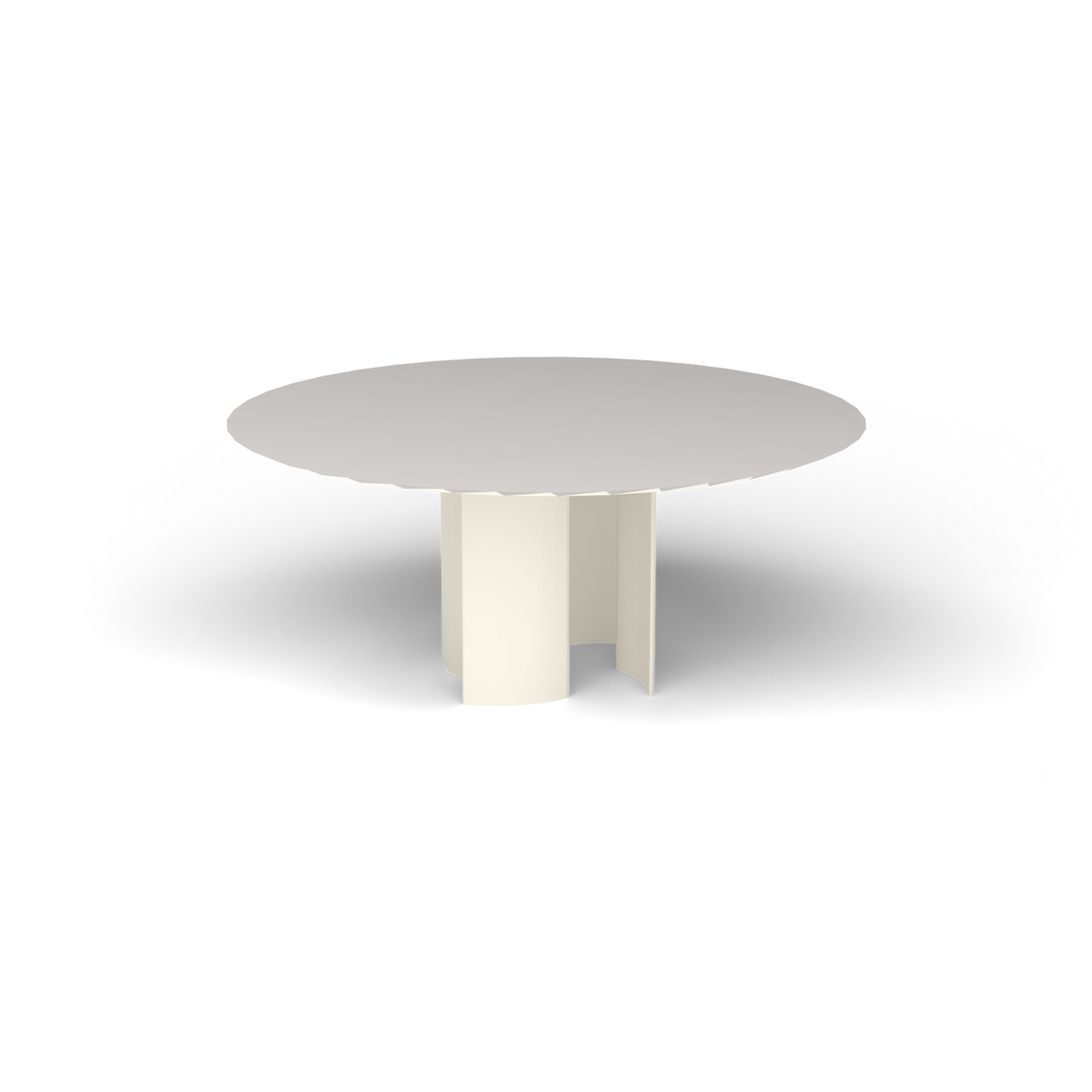 Naca Ronde Eettafel, Ø 165 × 72 cm, Antique White, Aluminium speckled Grey