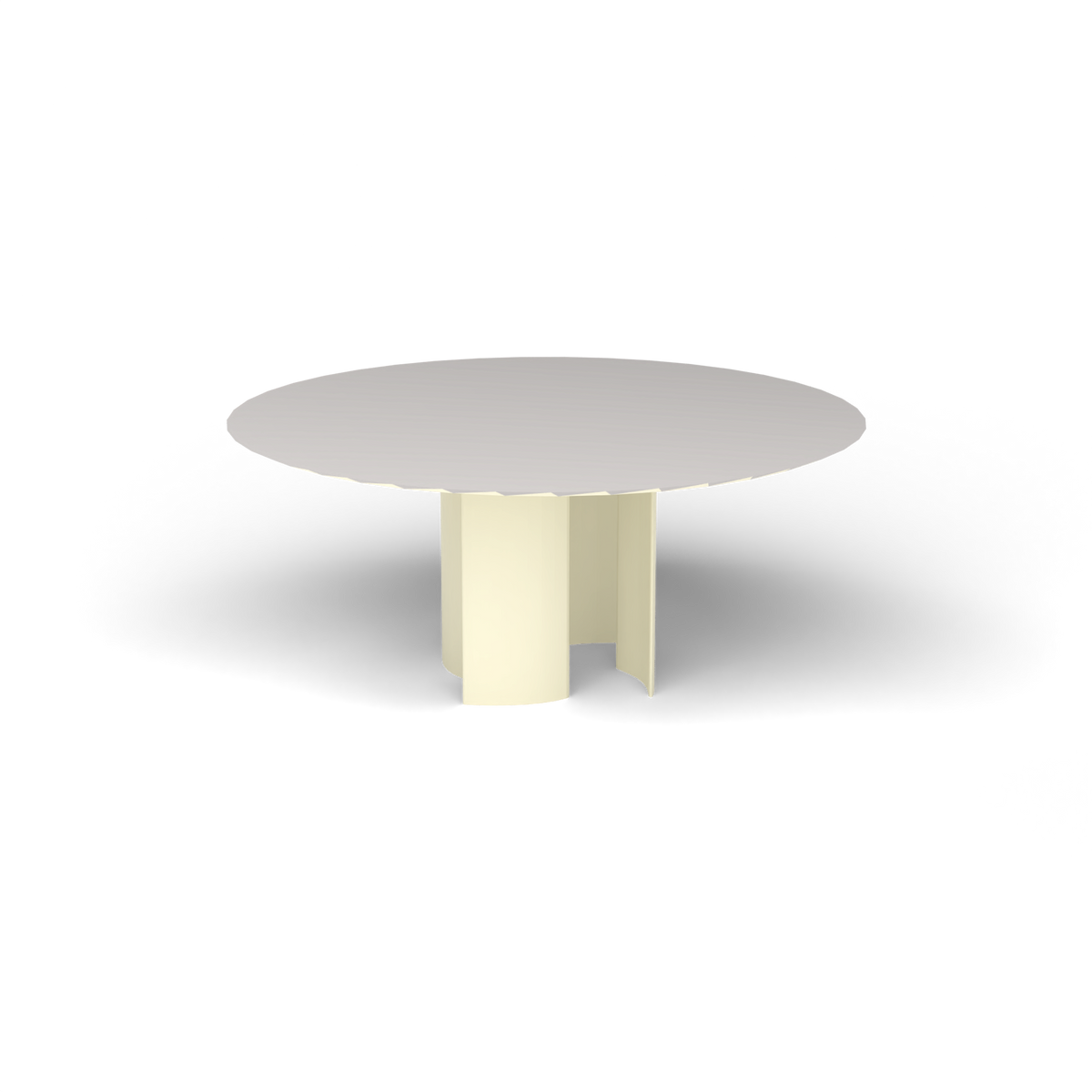 Naca Ronde Eettafel, Ø 165 × 72 cm, Butter White, Aluminium speckled Grey
