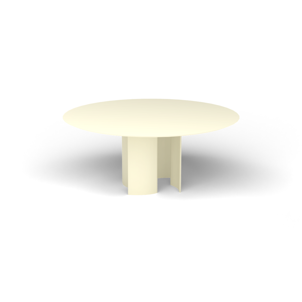 Naca Ronde Eettafel, Ø 165 × 72 cm, Butter White, Gelakt aluminium (volgt onderstelkleur)