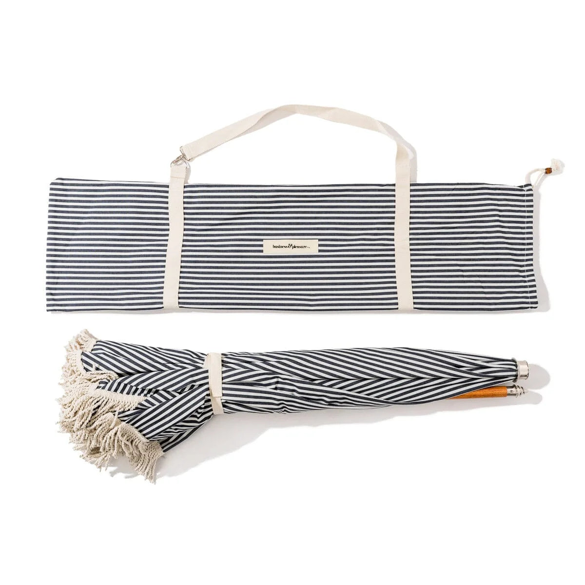 Lauren's Navy Stripe Premium Beach Umbrella