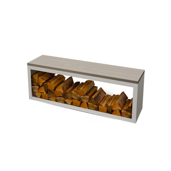 Egura houtopslag met zitbank met Padouk BeltzaHS1-9010
