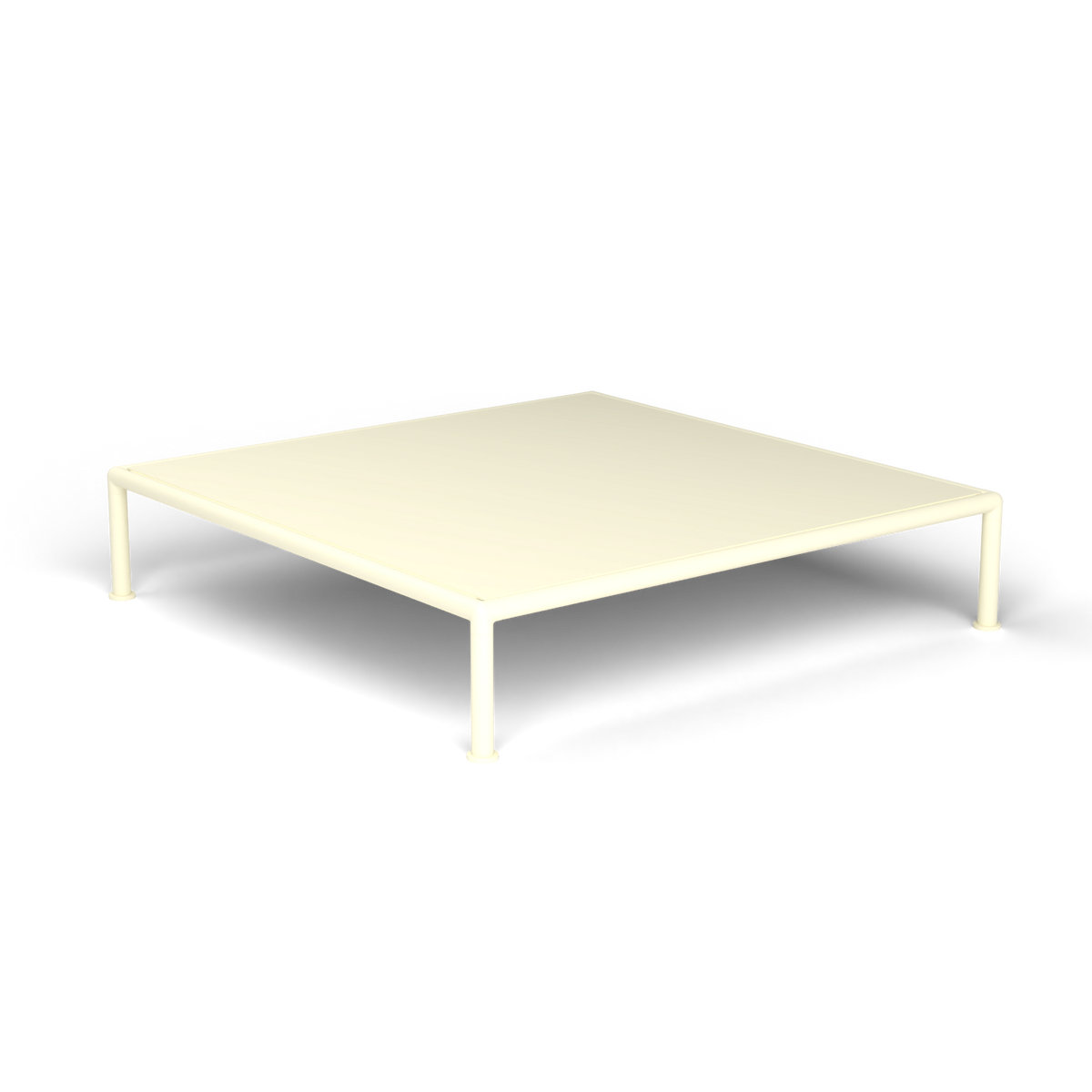Roè Vierkante Salontafel, 96 × 96 × h 20 cm, Butter White, Gelakt aluminium (volgt onderstelkleur)