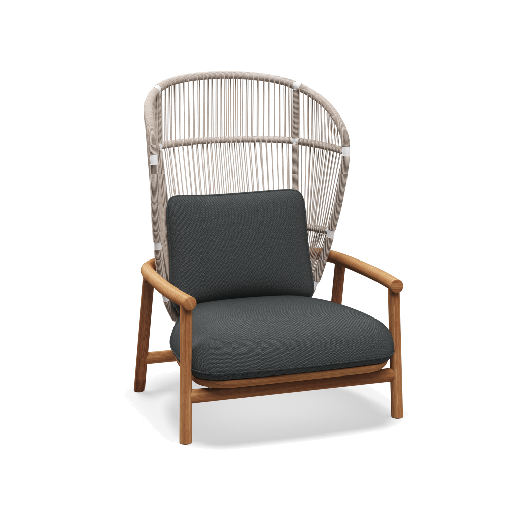 Fern High Back Lounge Chair — White Dune met Castillo Shadow