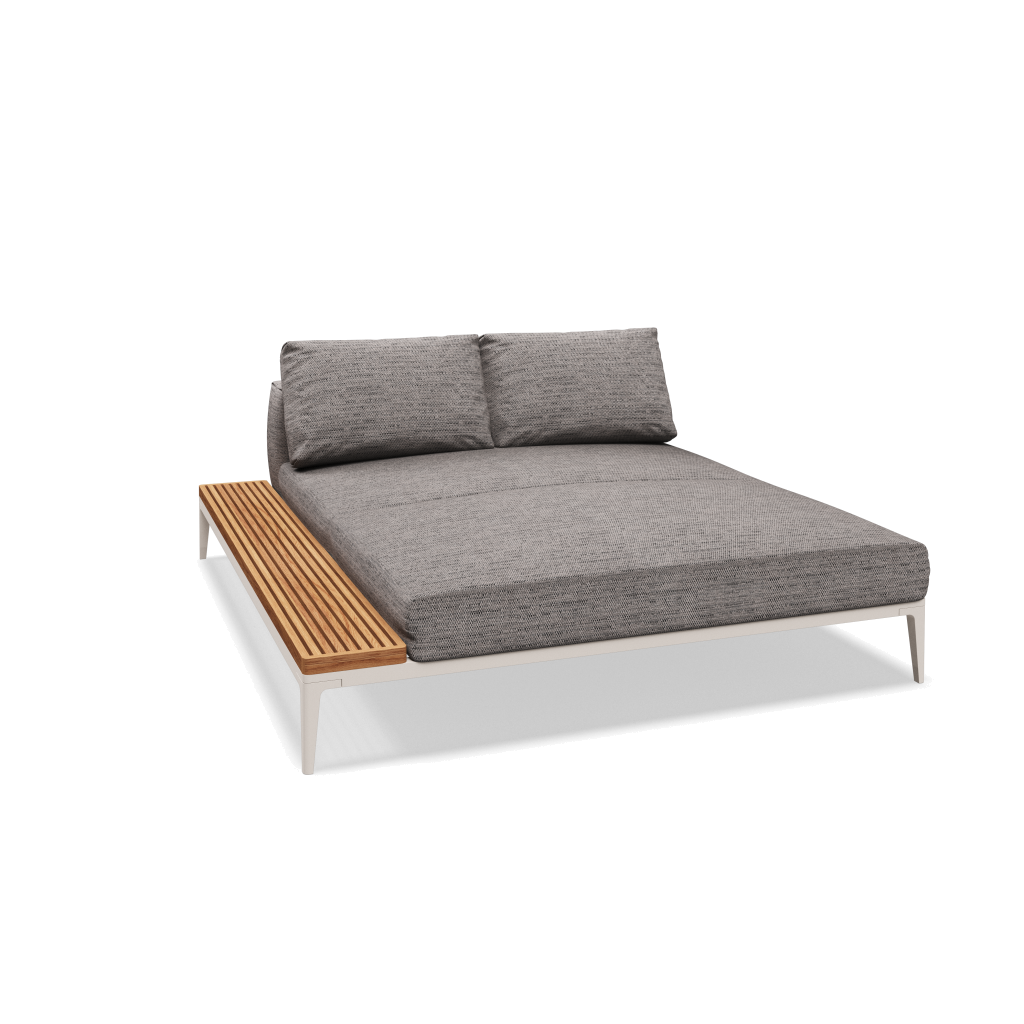 Grid chill chaise-element teak - Bone Natural Teak met Zenith Pebble