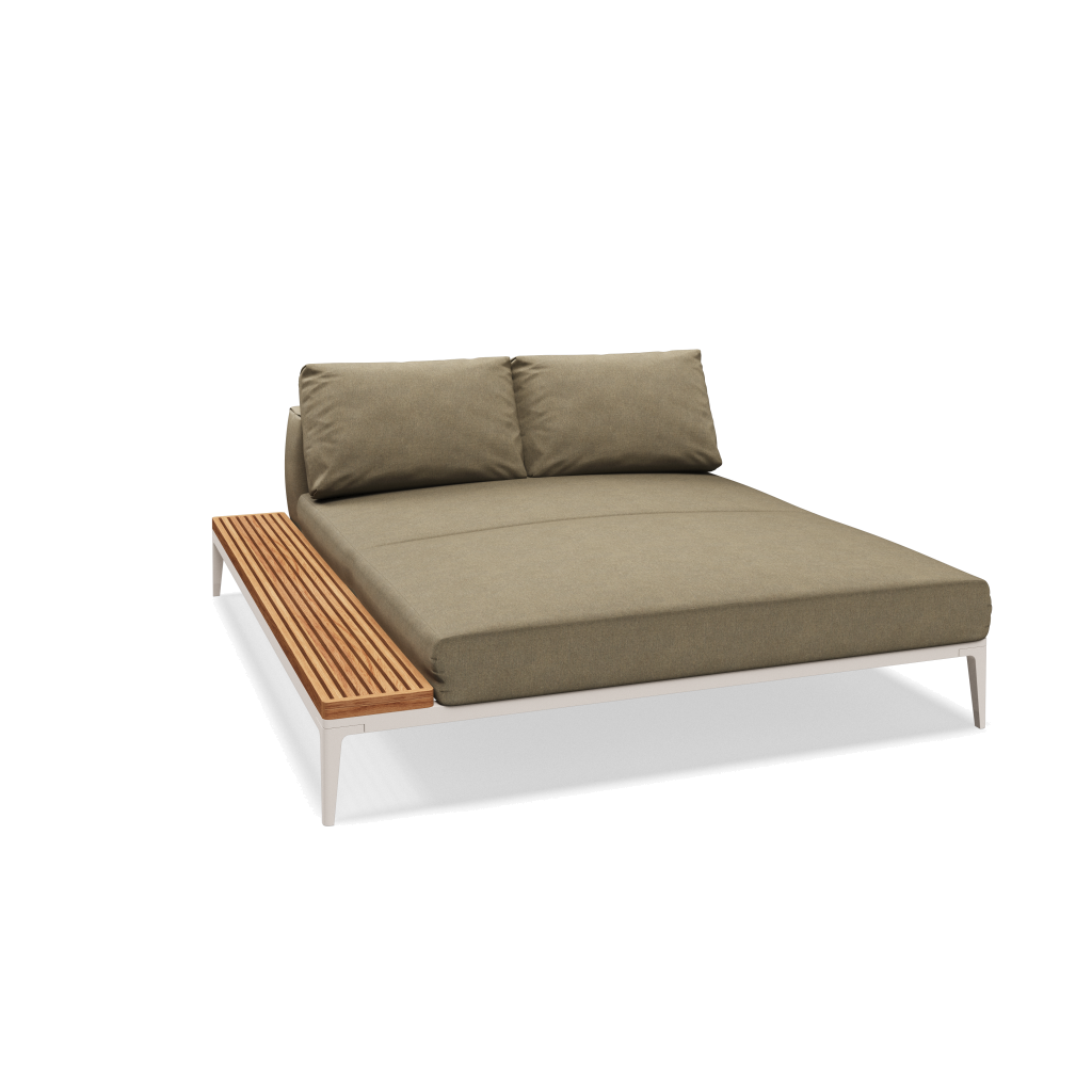 Grid chill chaise-element teak - Bone Natural Teak met Heritage Ashe