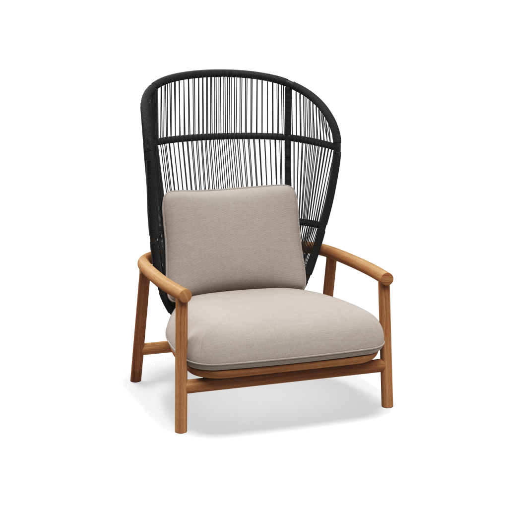 Fern High Back Lounge Chair — Meteor Raven met Fife Canvas Grey